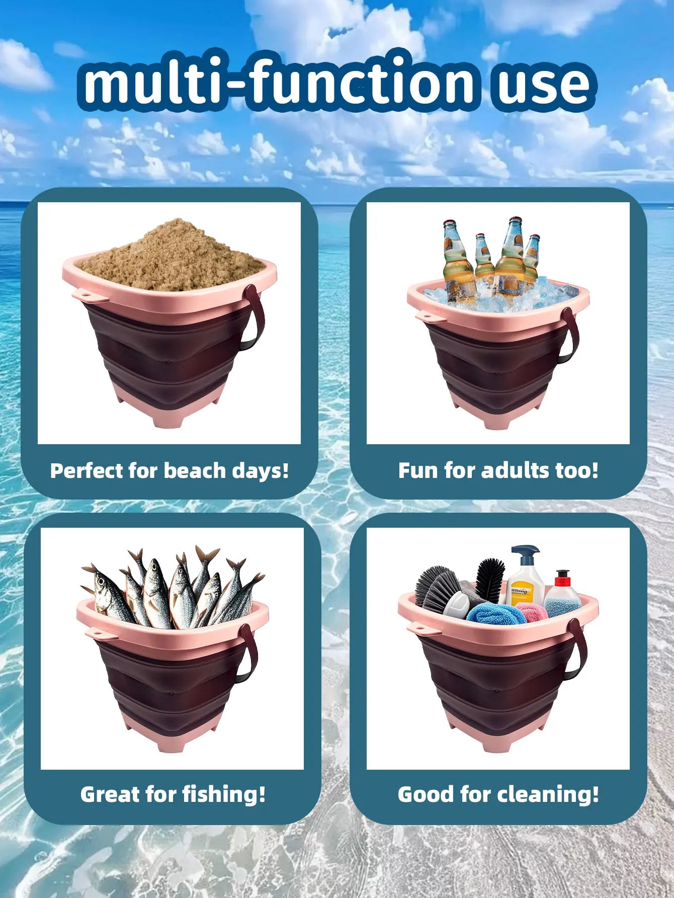 SZNL PackAway | Collapsible Silicone Beach Bucket