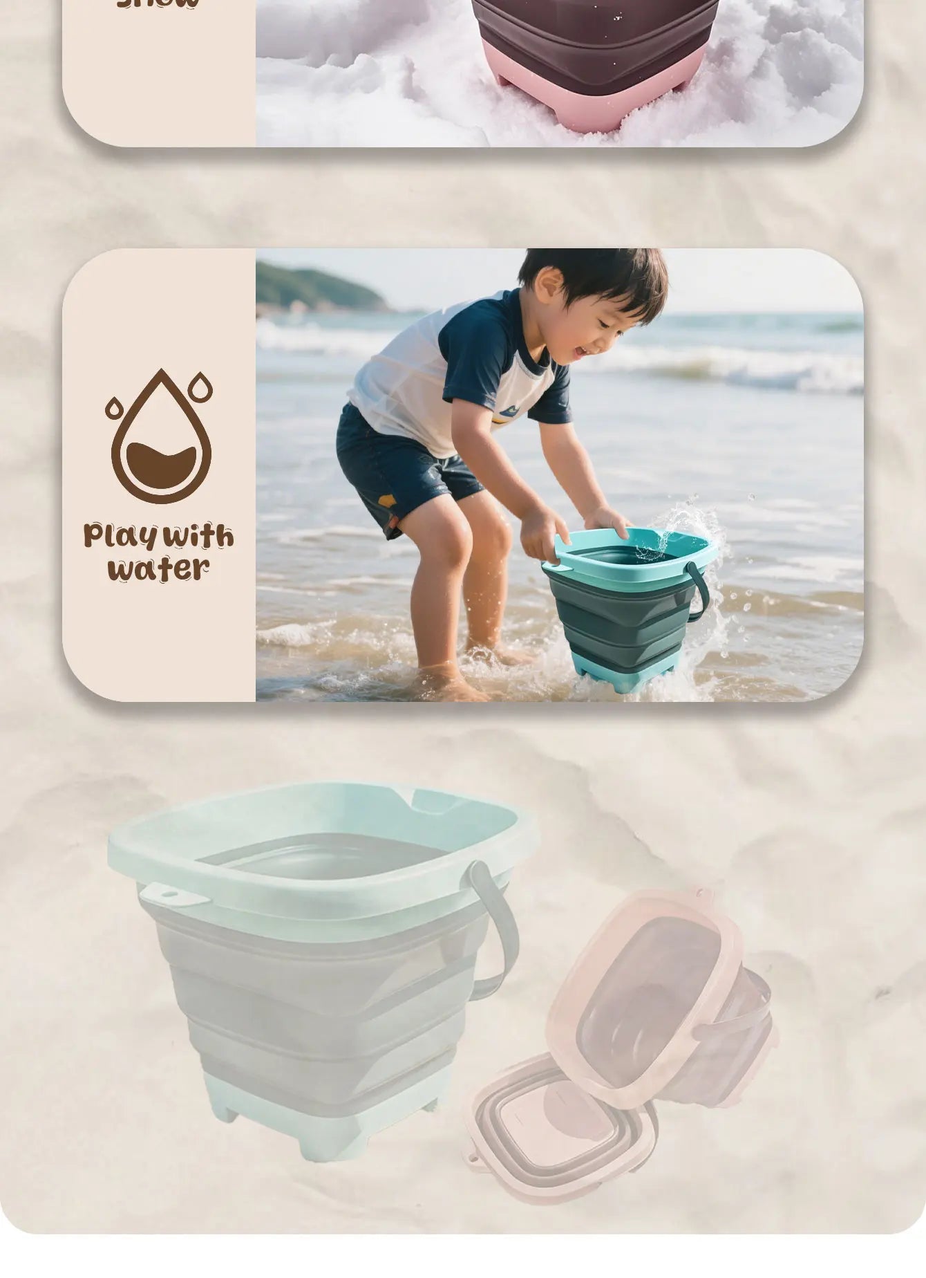 SZNL PackAway | Collapsible Silicone Beach Bucket