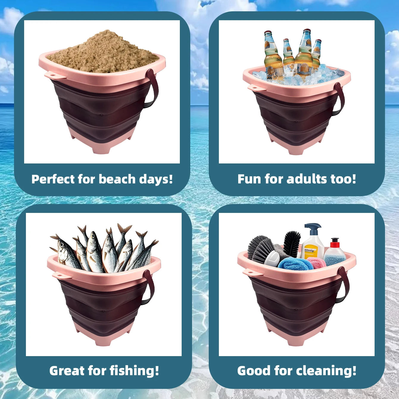 SZNL PackAway | Collapsible Silicone Beach Bucket