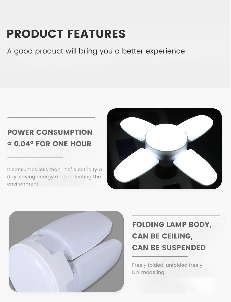 SZNL NovaBeam | Foldable 4-Panel LED Garage Light