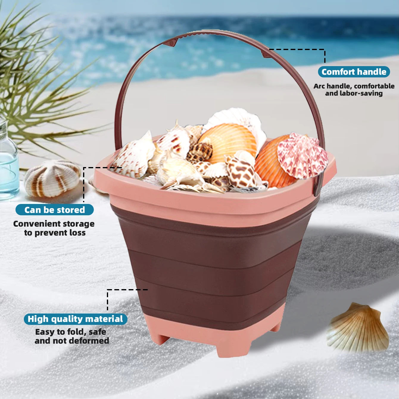 SZNL PackAway | Collapsible Silicone Beach Bucket